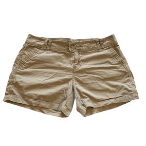 Maurices Woman's Tan Khaki Brown Cotton Shorts Size 11/12 Chino Stitch Details